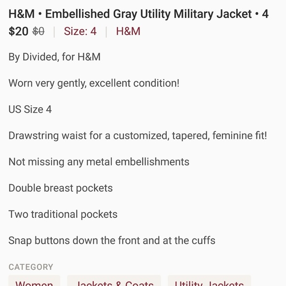H&M Embellished Military Jacket - Picture 4 of 4